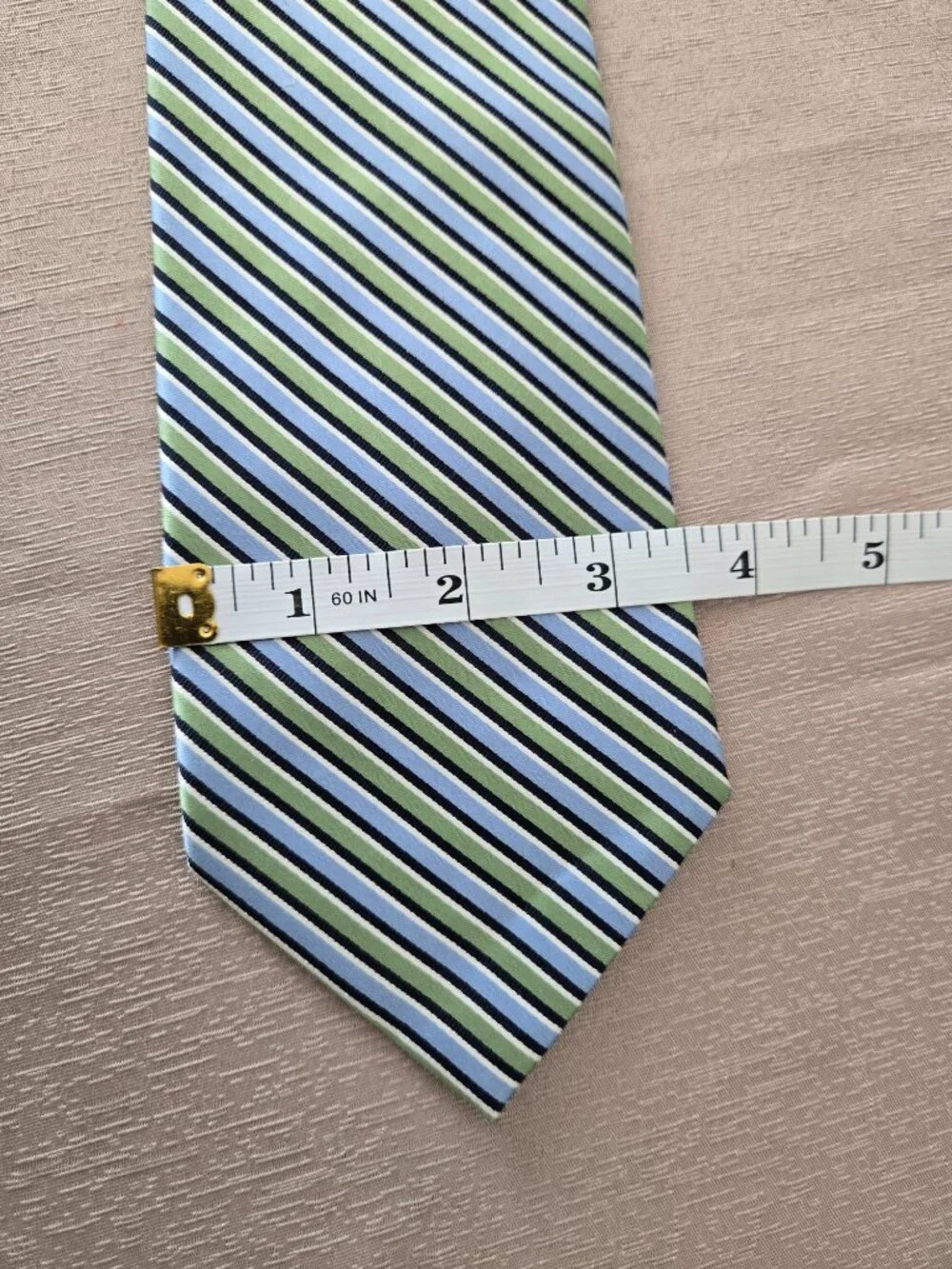 IZOD Men's Blue Green Striped Necktie | Classic Business Dress Tie